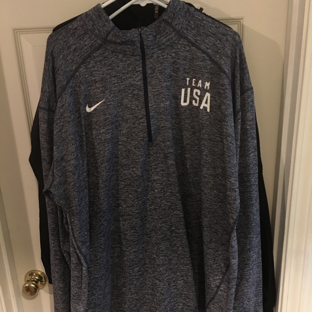 Nike RunningTeam USA Men's Heather Navy Half-Zip Pullover Jacket Size-2XL